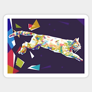 Cat Jumping Colorful Background Sticker